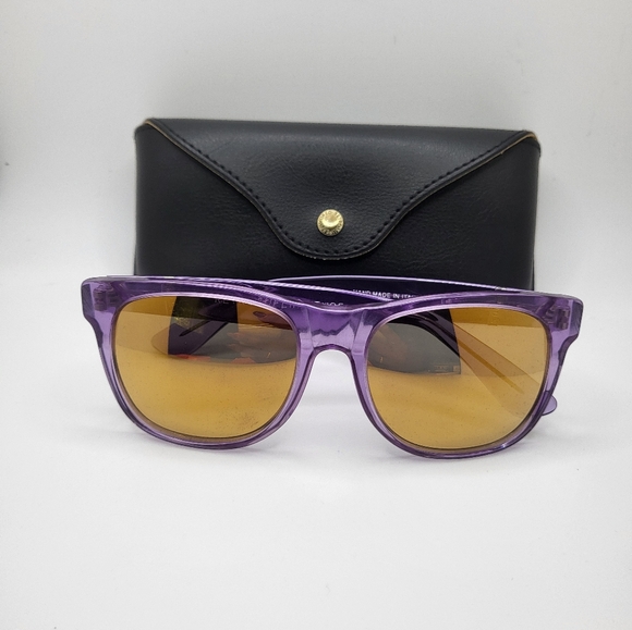New RetroSuperFuture Purple Acetate Flat Frame Gold Mirror Lens Sunglasses - Picture 4 of 6